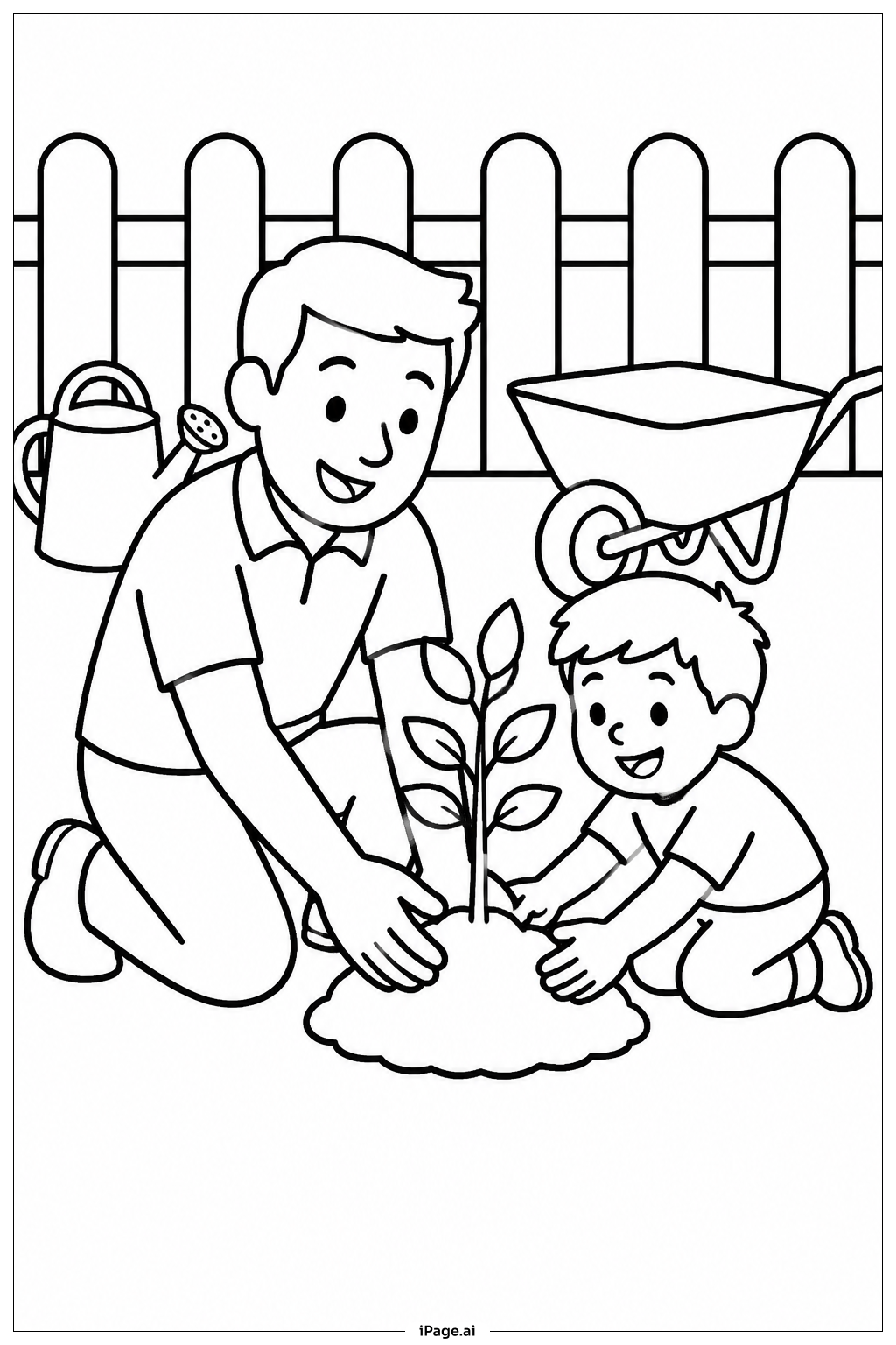 Father's Day Garden Planting Coloring Page