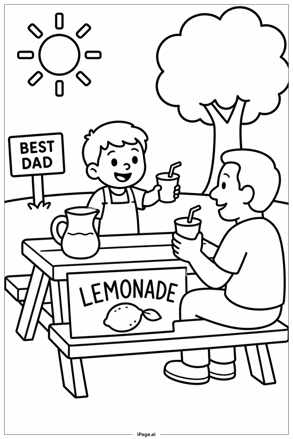 Father's Day Lemonade Stand Coloring Page