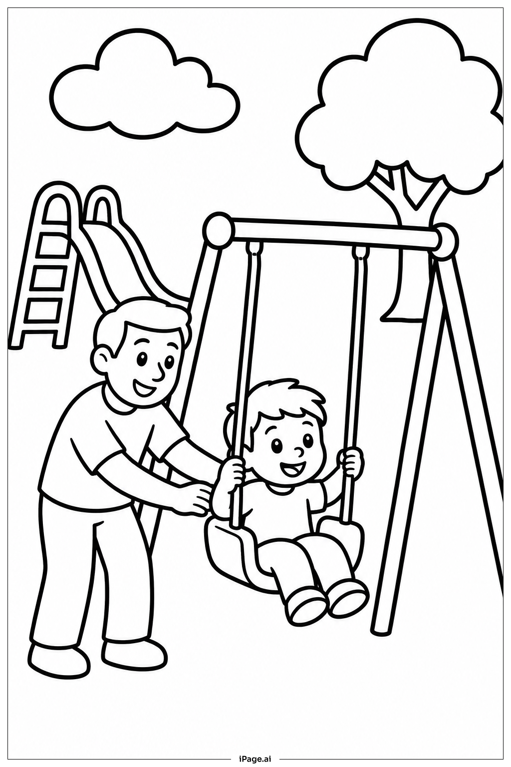  Father's Day Playground Swing Coloring Page 
