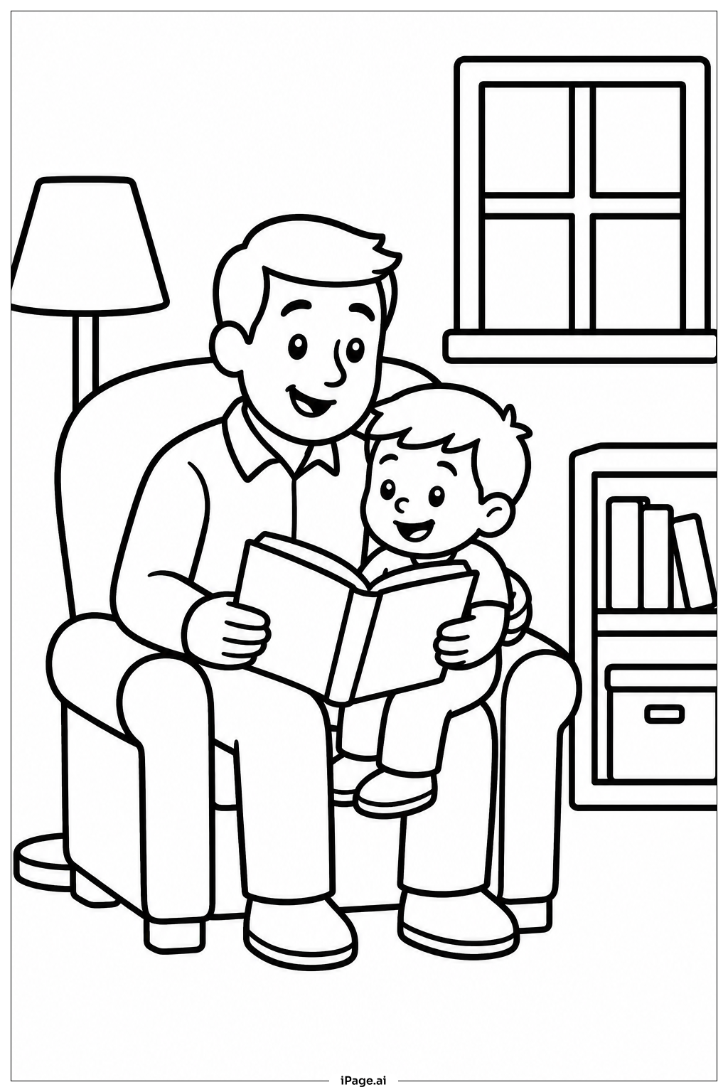 Father's Day Reading Time Coloring Page