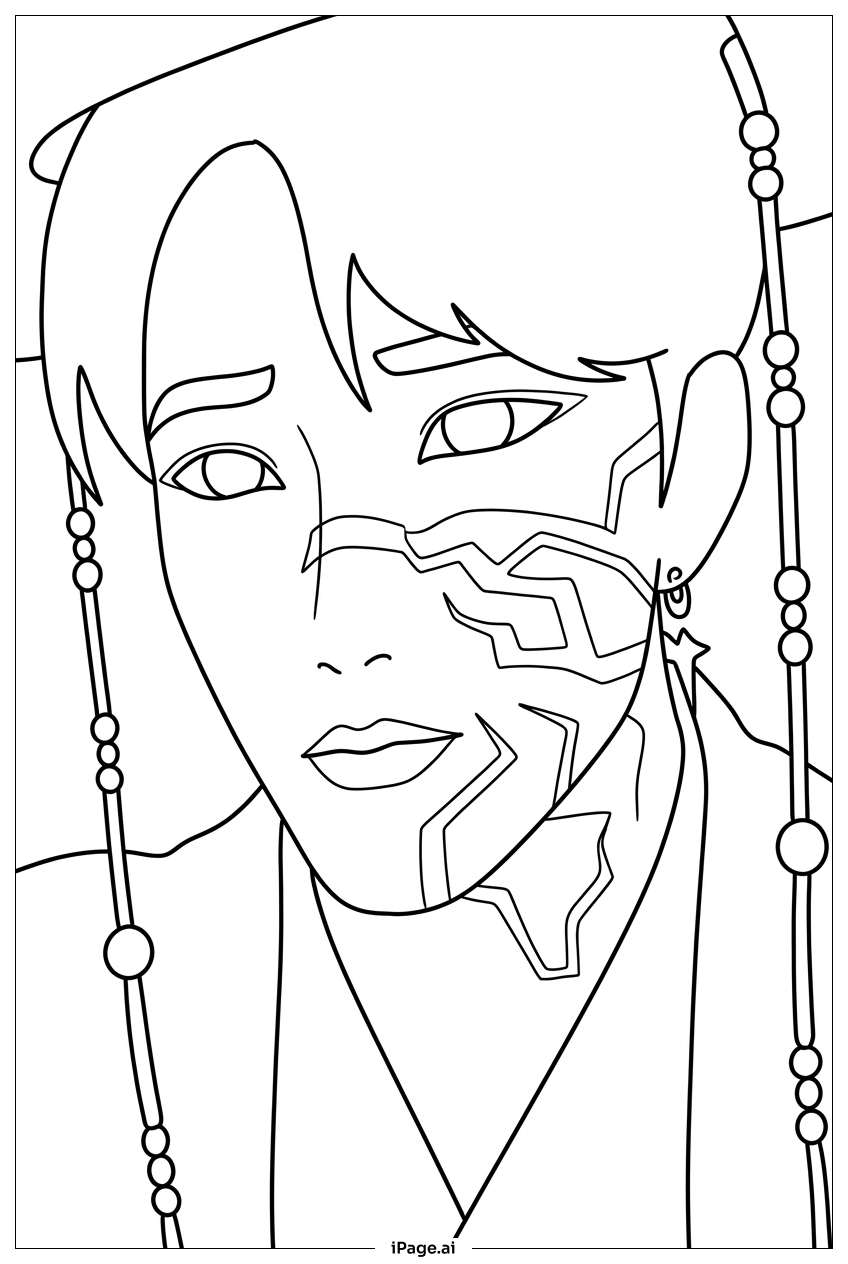  Kpop Demon Hunters mystic beads sway in wind Coloring Page 