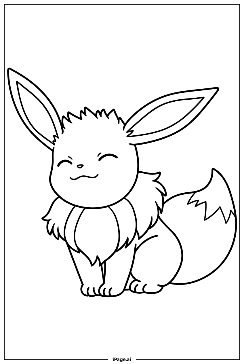  Página para colorir de Eevee Sentado Calmo Com Olhos Fechados 