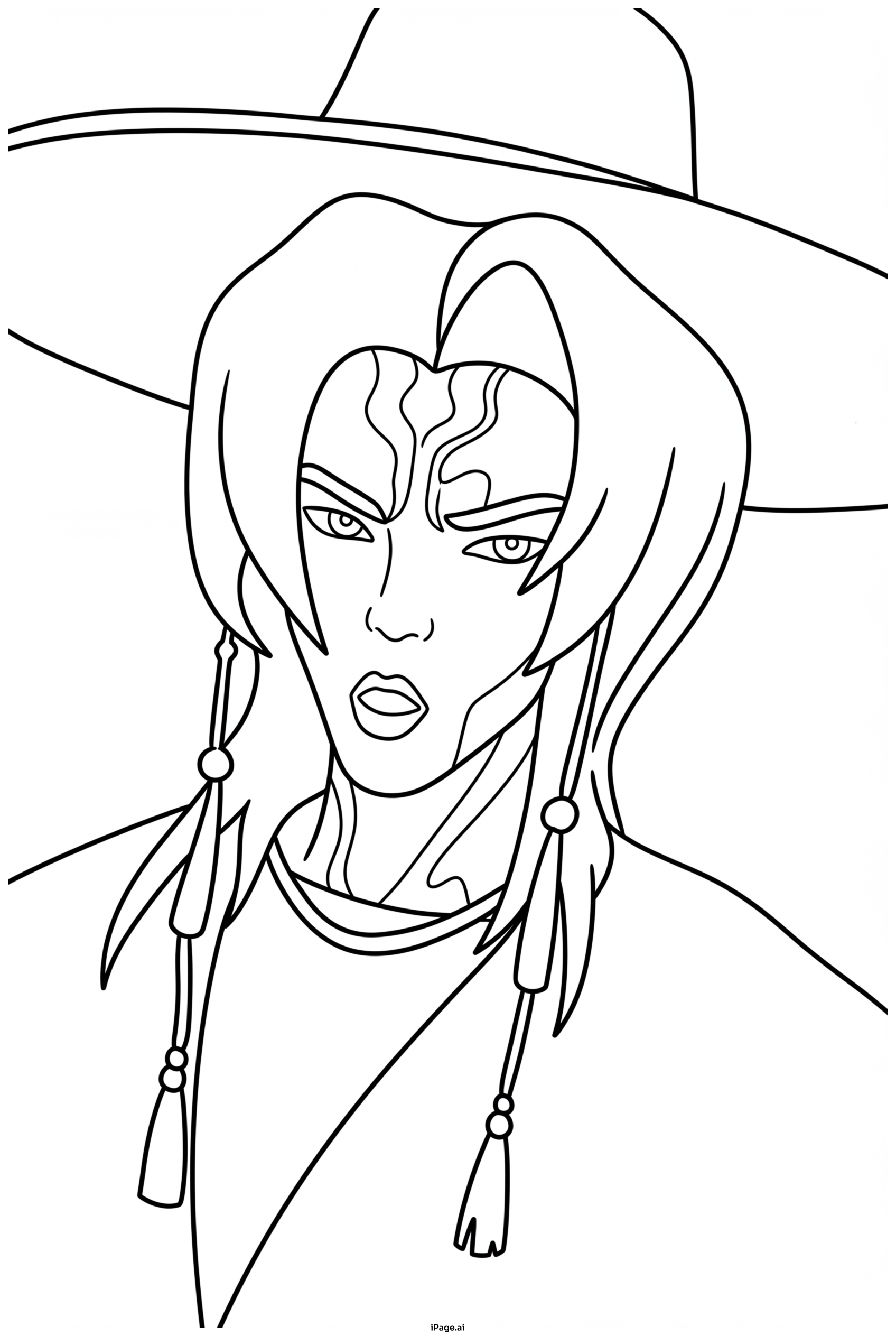  Kpop Demon Hunters wanderer adjusts tassel cords Coloring Page 