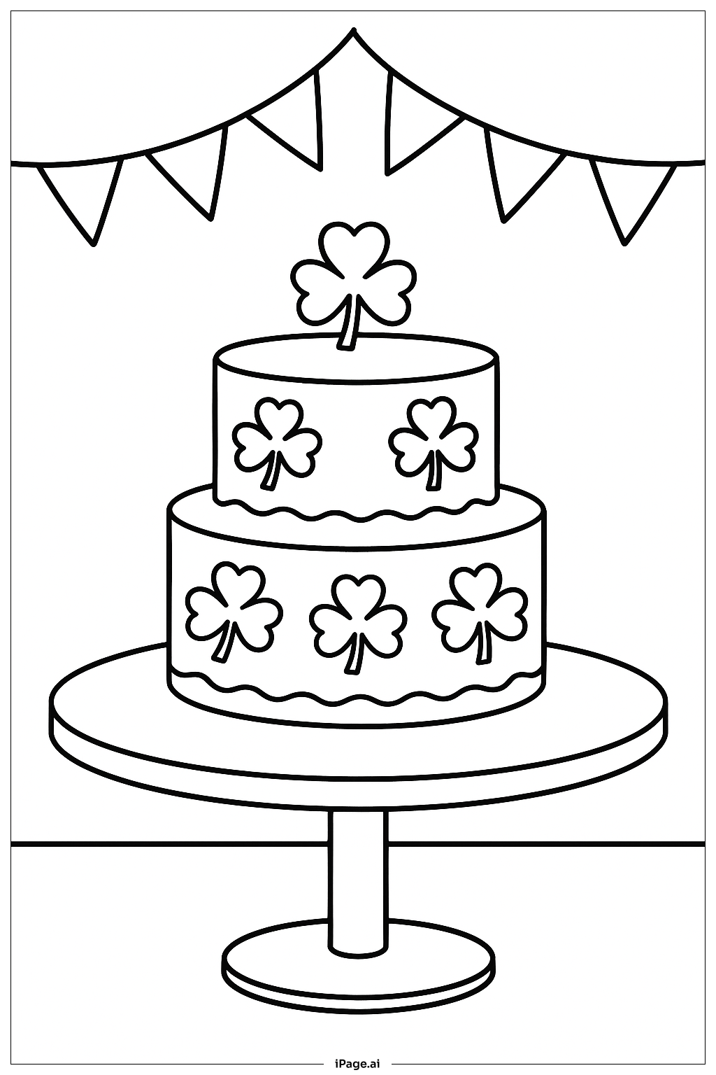  Festive Cake St. Patrick's Day Coloring Page 