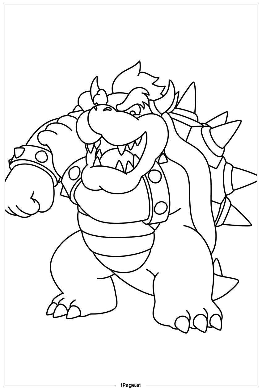 Bowser Jr dashes forward with determined fists Coloring Page