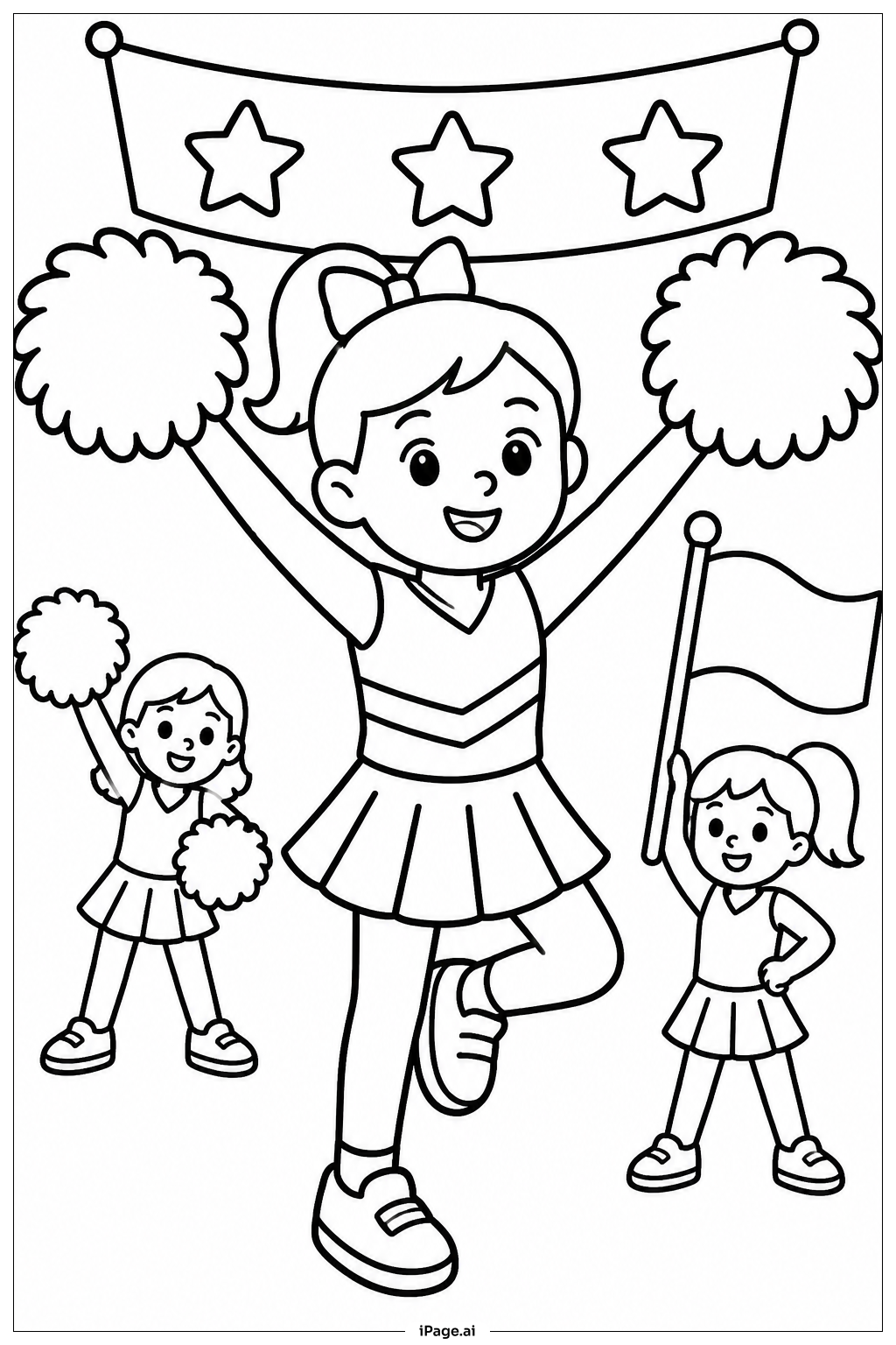  Field Day Cheer Squad Coloring Page 