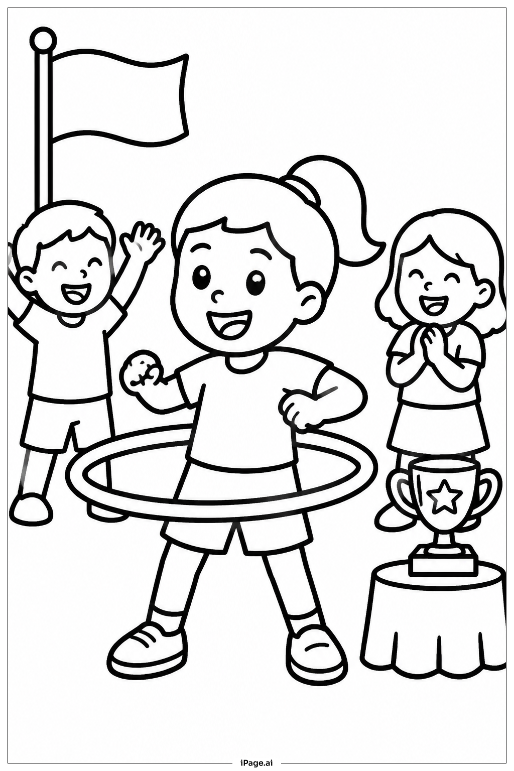  Página para colorear de Concurso de Hula Hoop en Field Day 