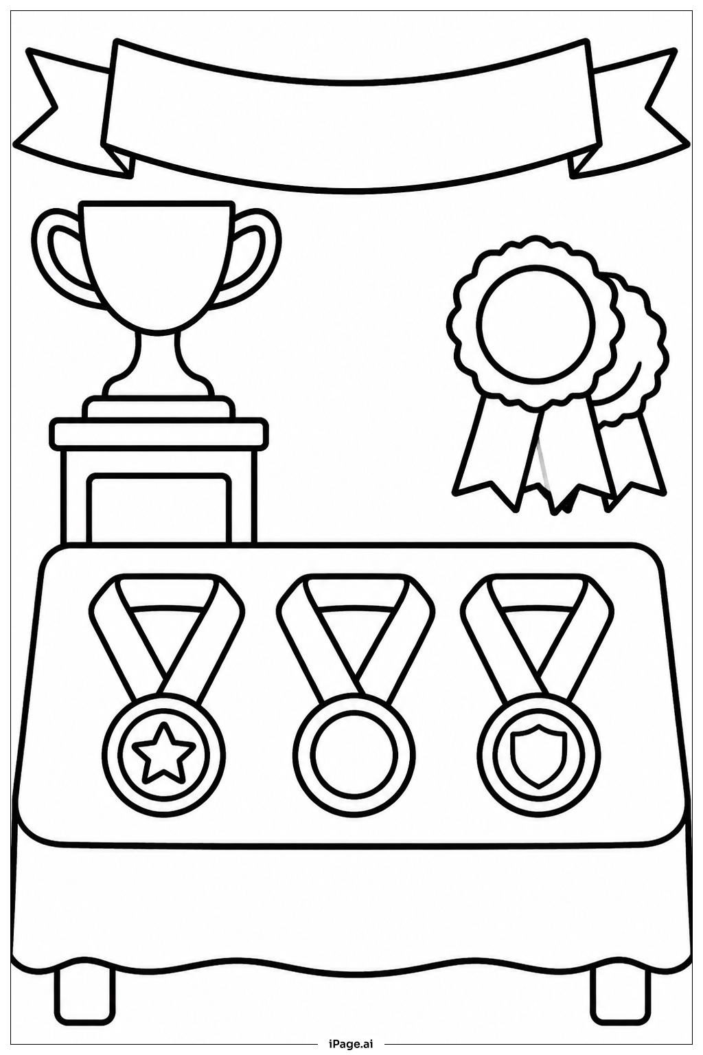  運動会メダル表の塗り絵ページ 