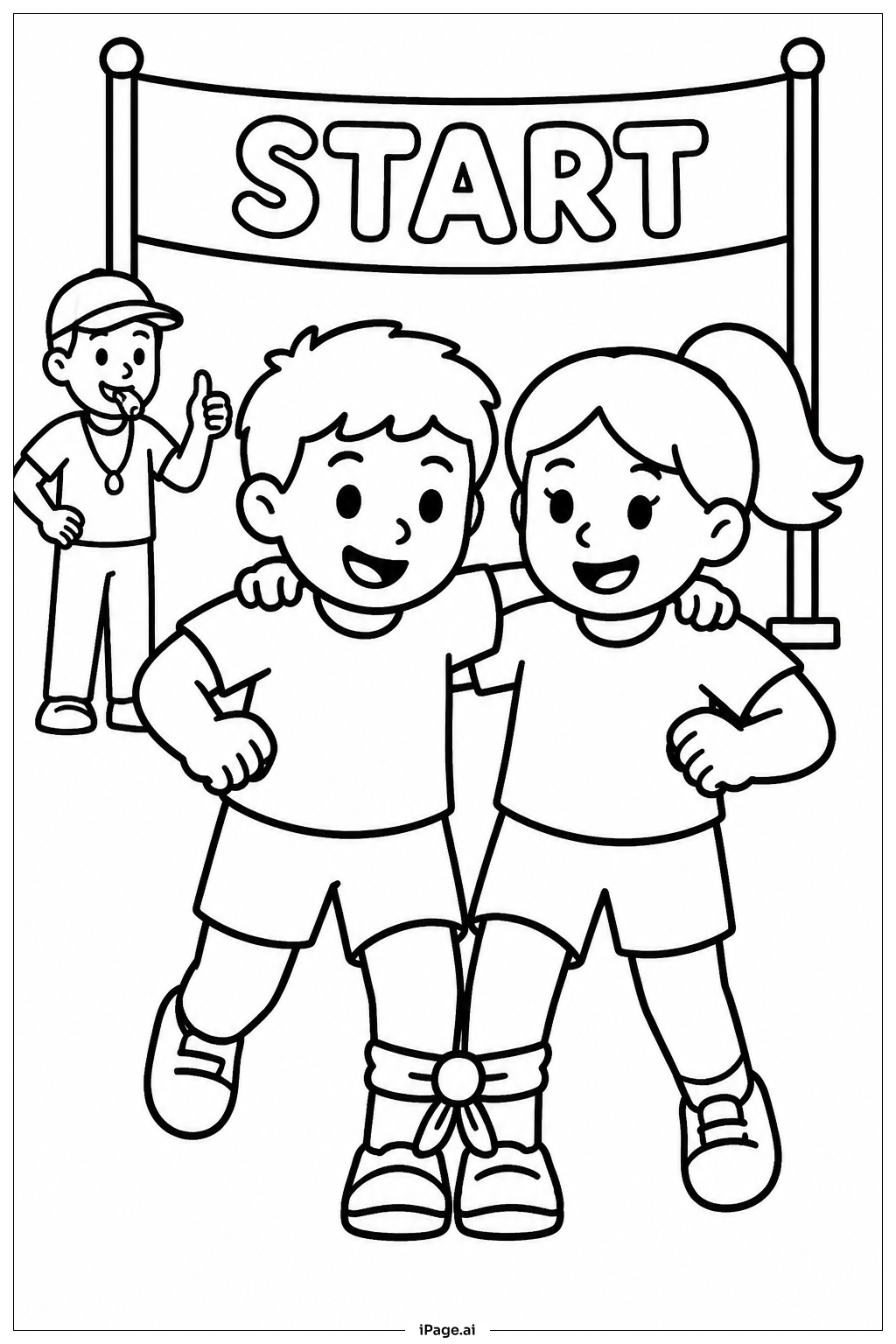  Página para colorear de Carrera de Tres Piernas en Field Day 