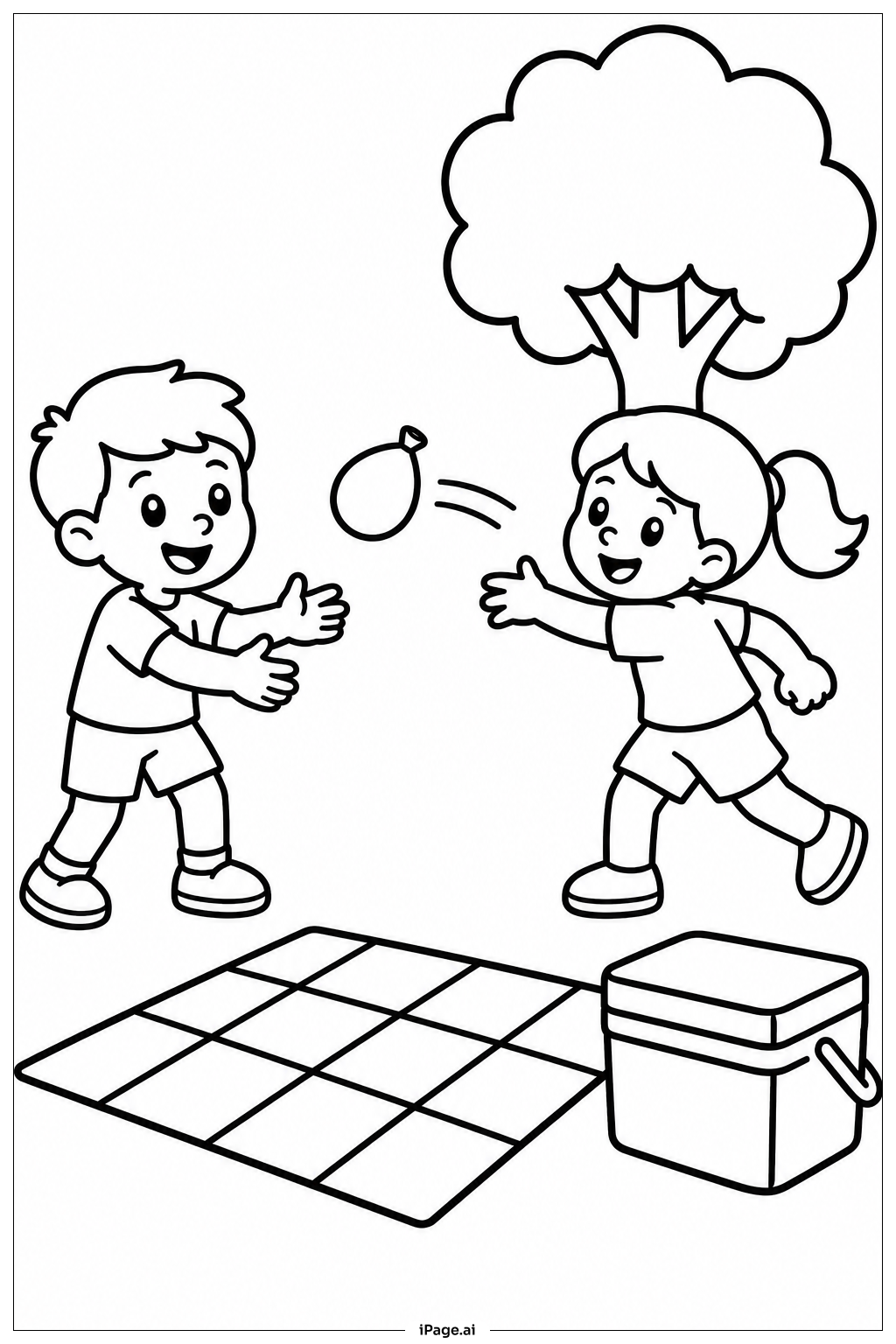  Field Day Water Balloon Toss Ausmalseite 