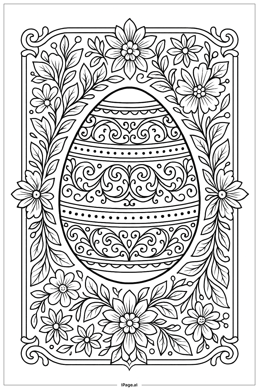  필리그리 부활절 달걀 액자 색칠공부 페이지 