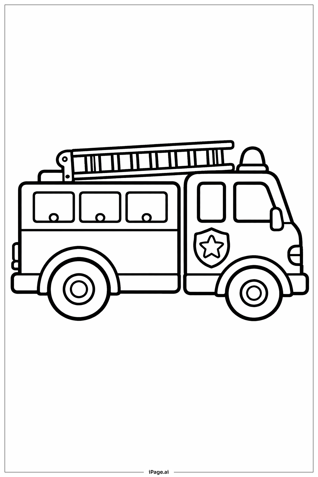  Page de coloriage Badge de camion de pompiers sur la porte 