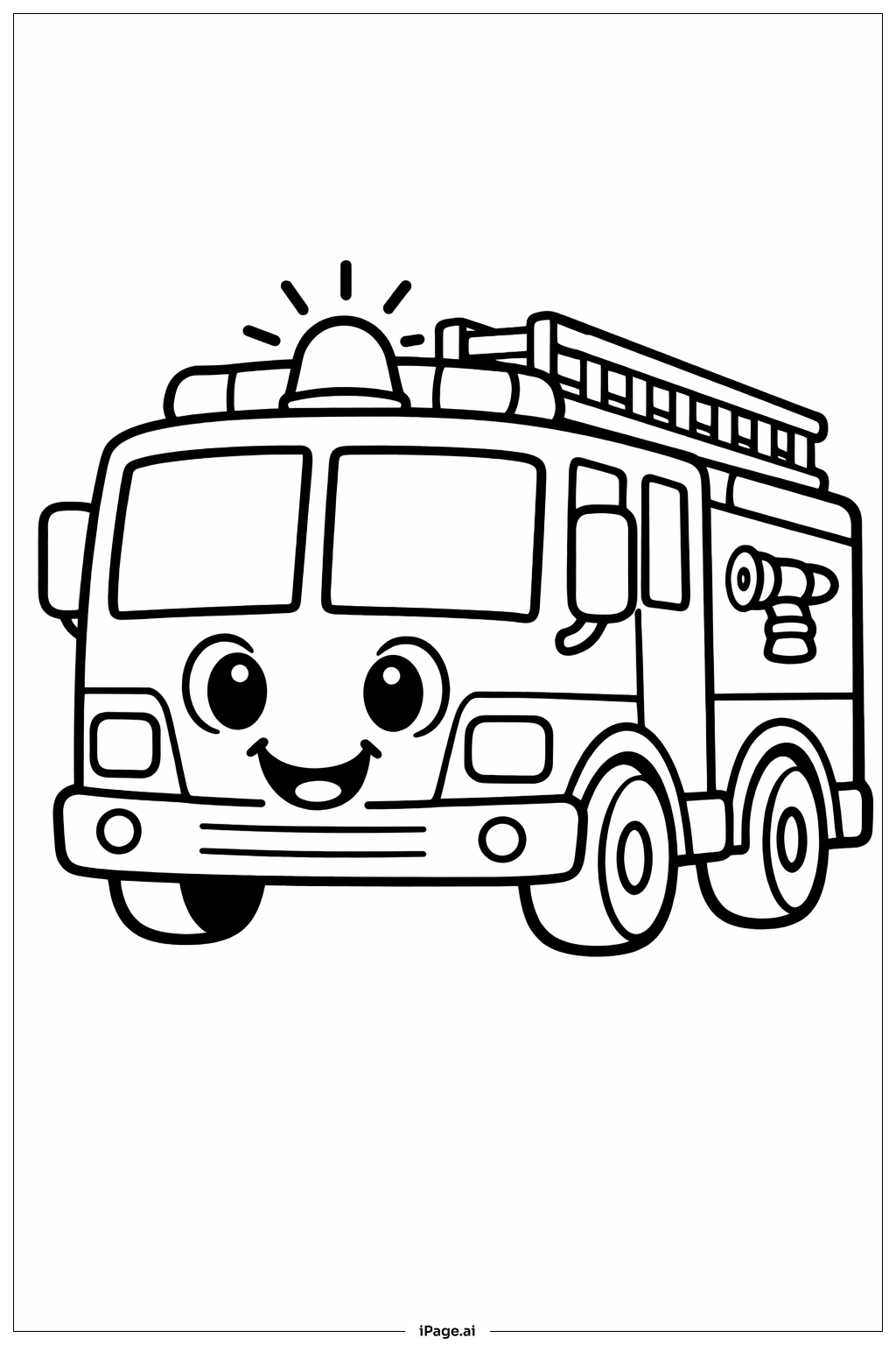  Page de coloriage Visage de camion de pompiers dessin animé 