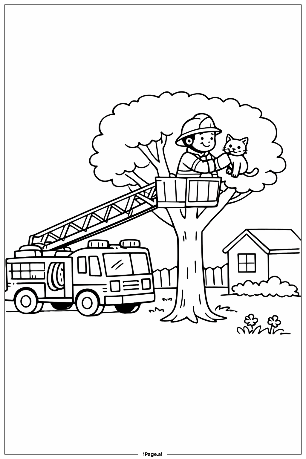 子猫を救う消防車