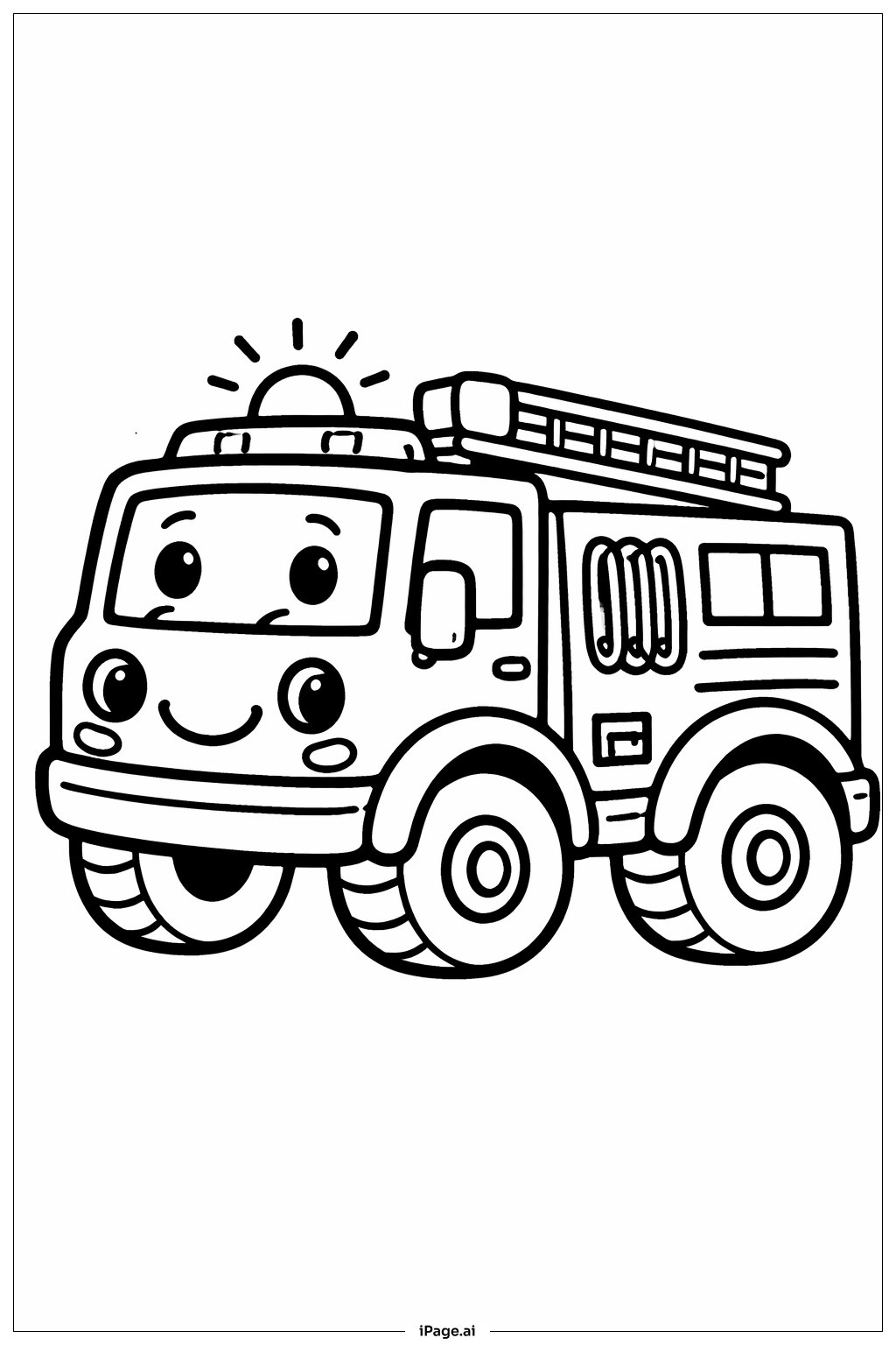  Page de coloriage Profil latéral de camion de pompiers 