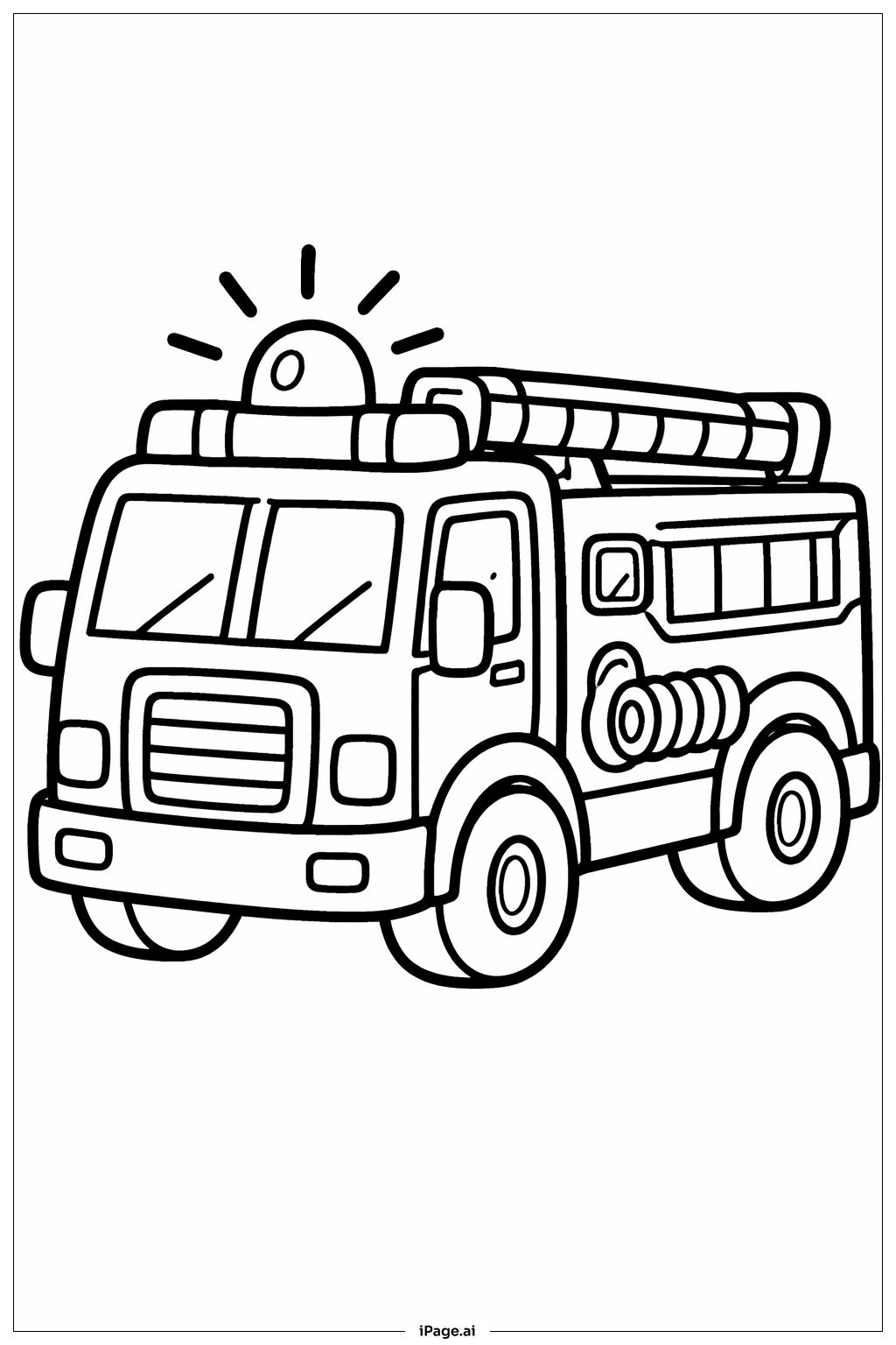  Page de coloriage Lumières de sirène de camion de pompiers 