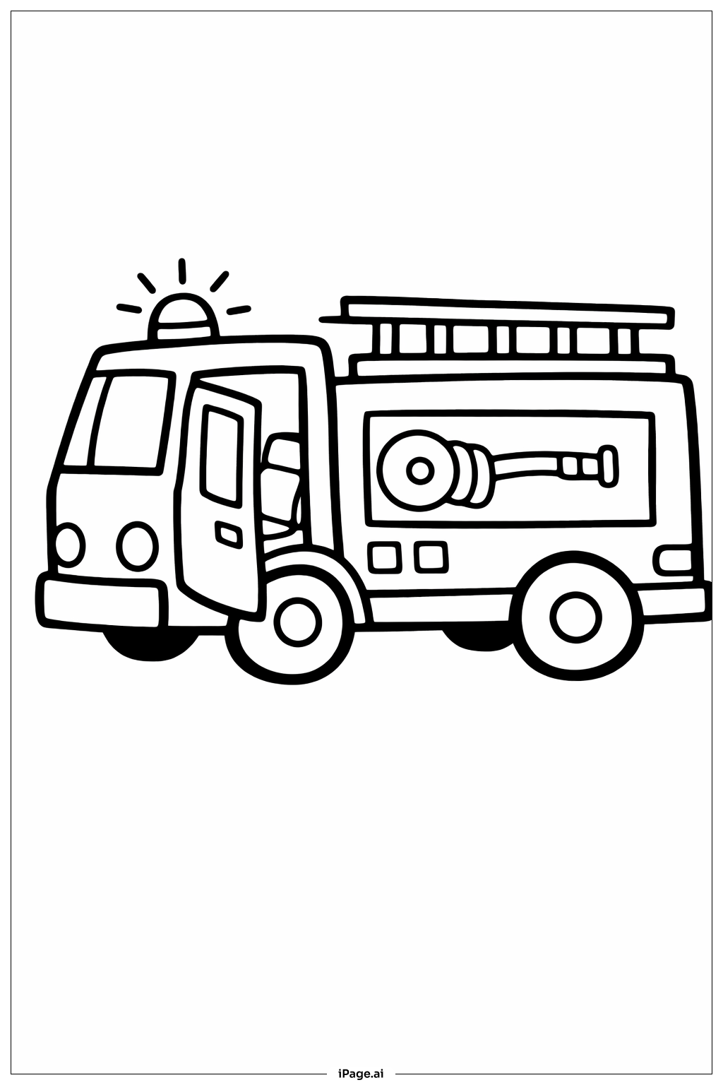  Page de coloriage Camion de pompiers avec porte ouverte 