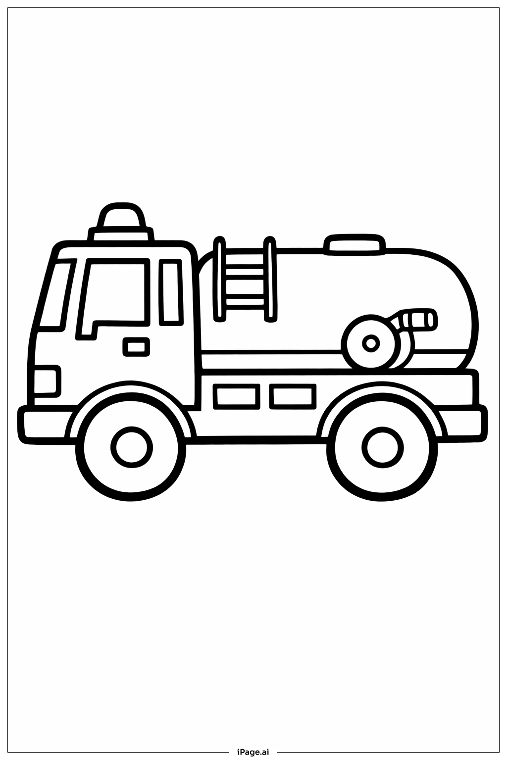  Page de coloriage Camion de pompier avec réservoir d'eau 