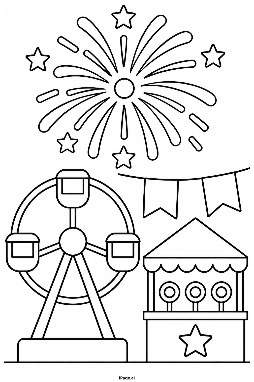  カーニバルの花火の塗り絵ページ 