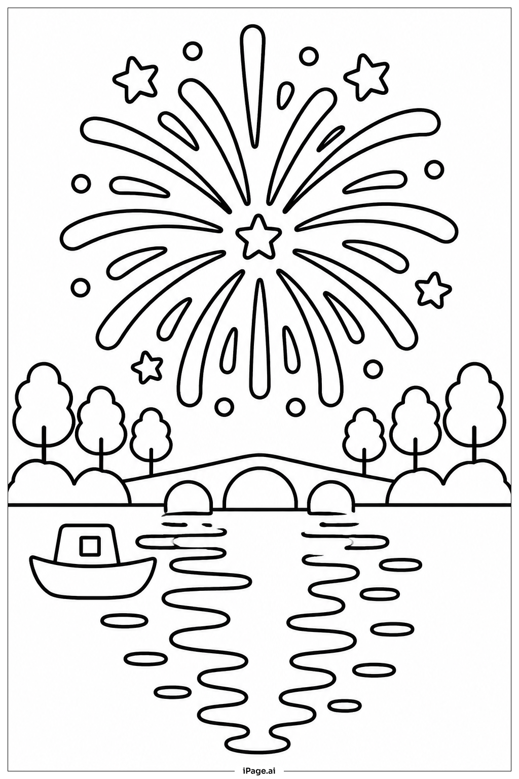  Firework By River Coloring Page 
