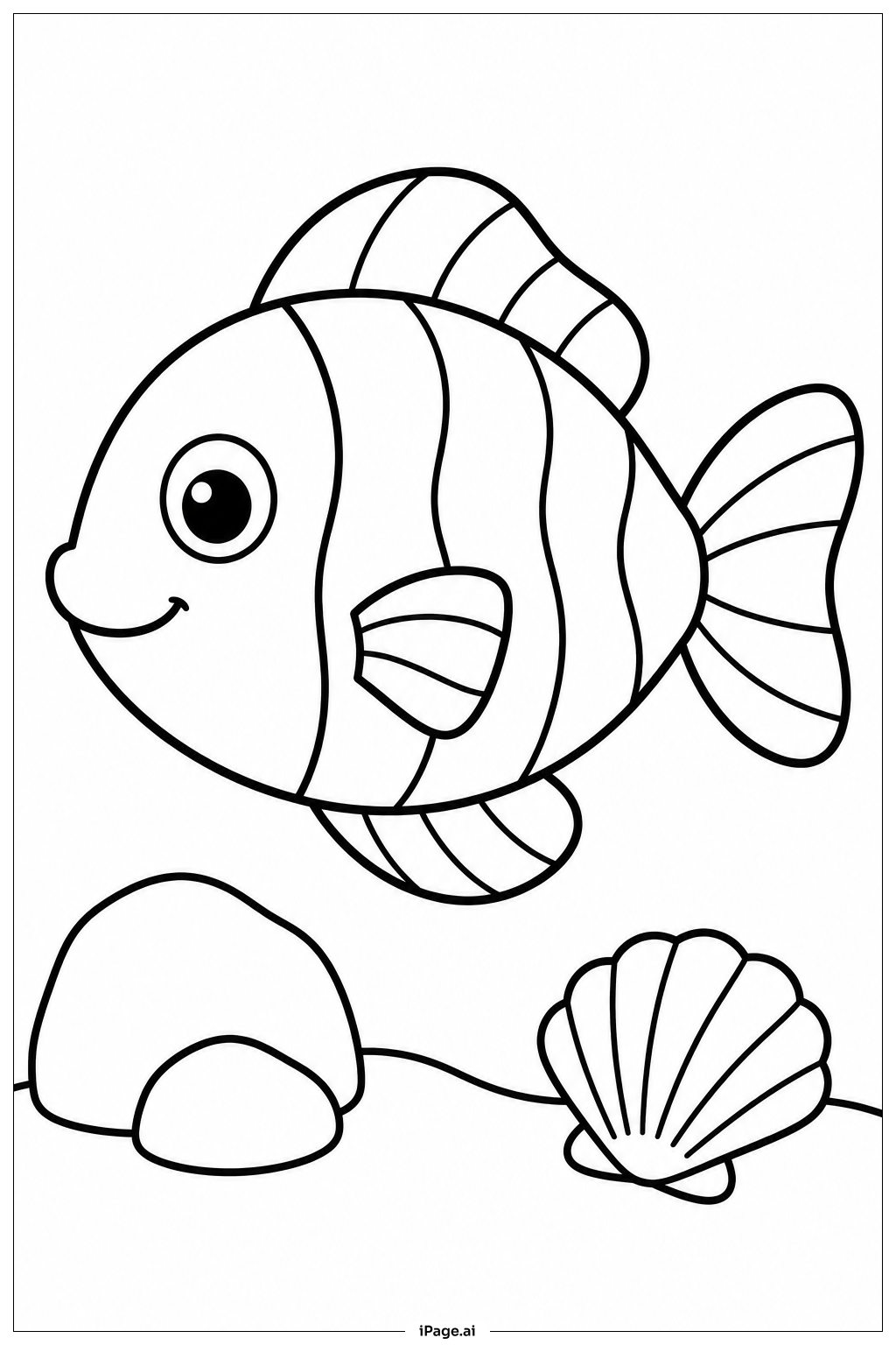  Page de coloriage Poisson sur un Lit de Sable 
