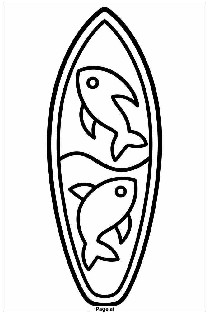 Fish Surfboard Coloring Page