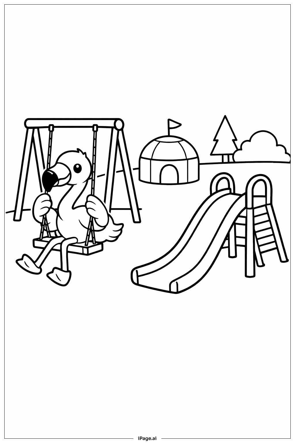  Página para colorear de Parque Infantil de Flamencos 