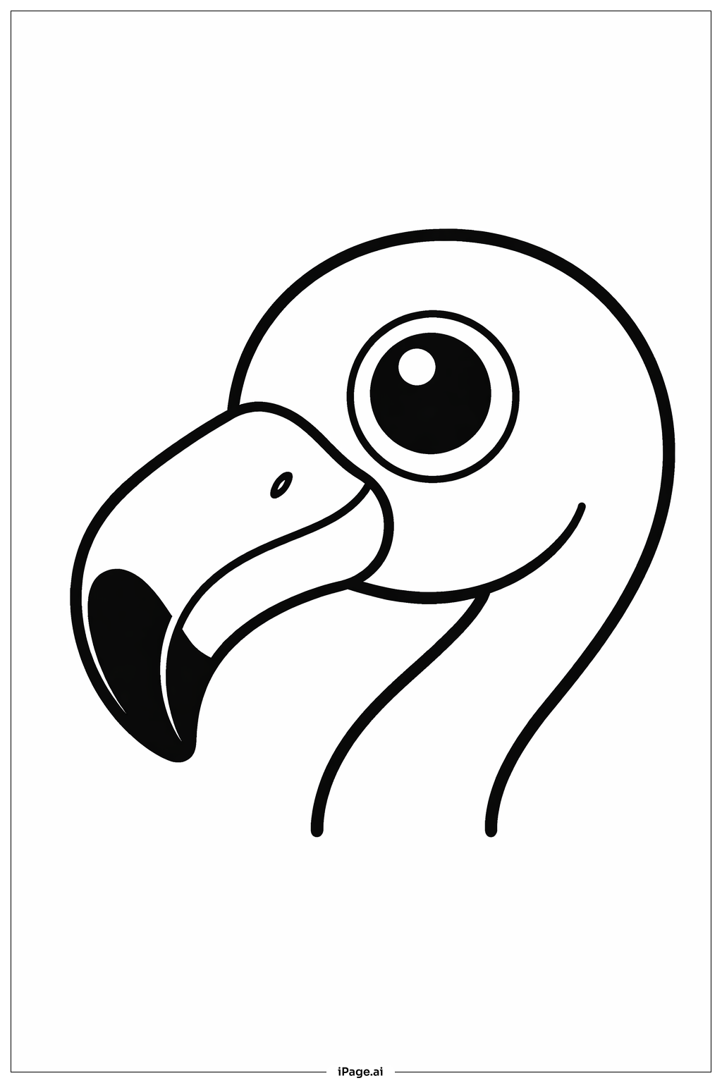  フラミンゴの頭部クローズアップの塗り絵ページ 