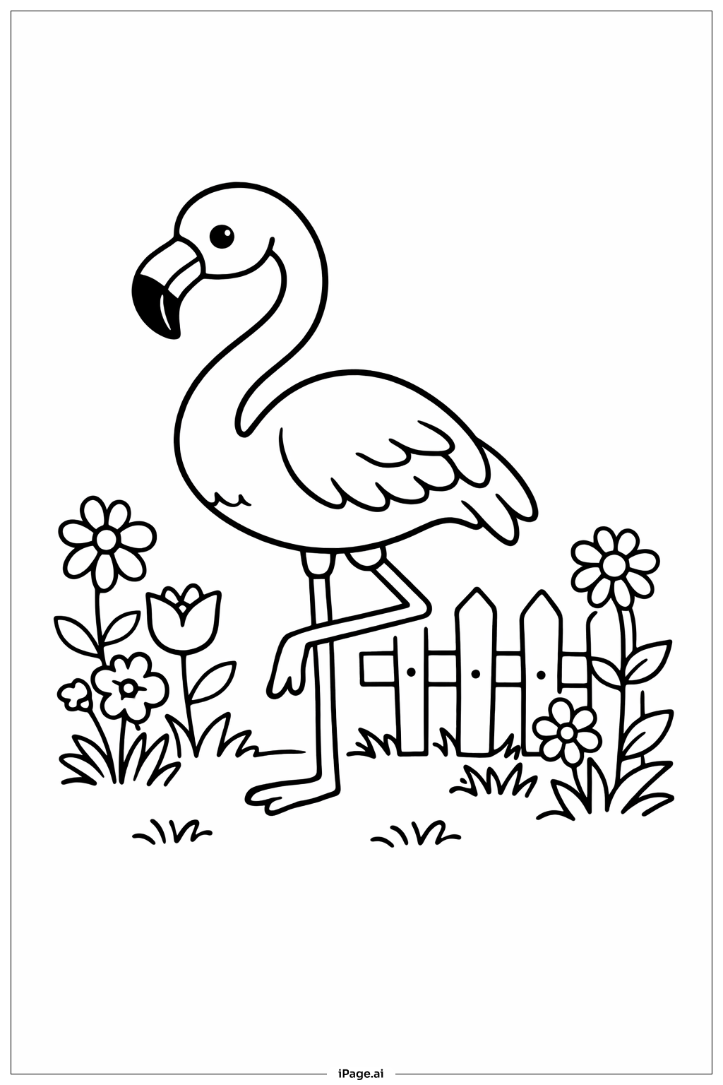  Página para colorear de Flamenco en el Jardín 