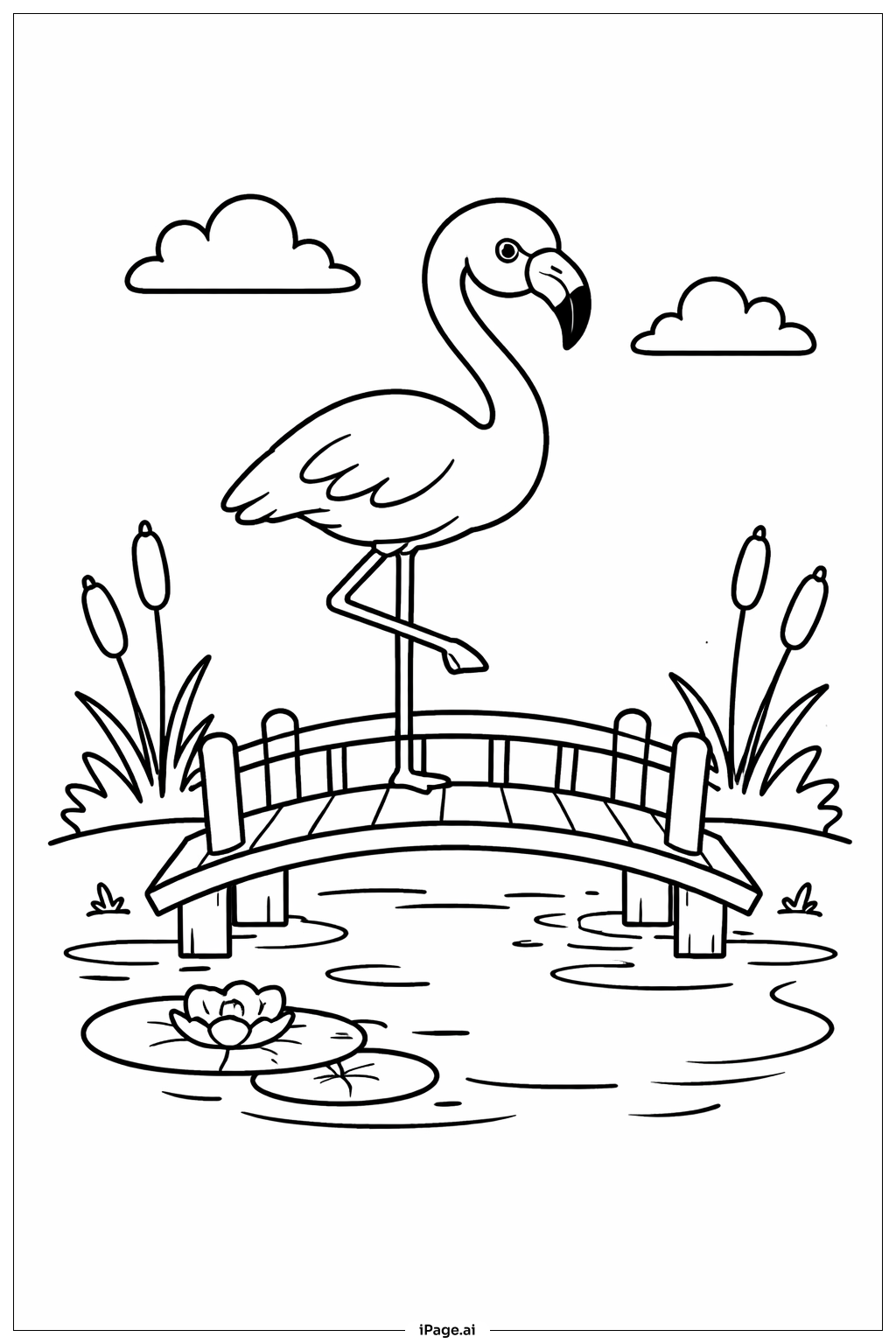  다리 위의 플라밍고 색칠공부 페이지 