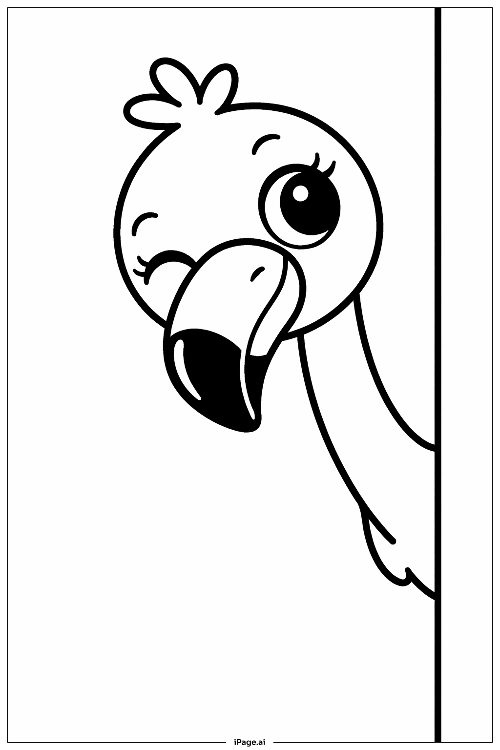  Flamingo Peeking Coloring Page 