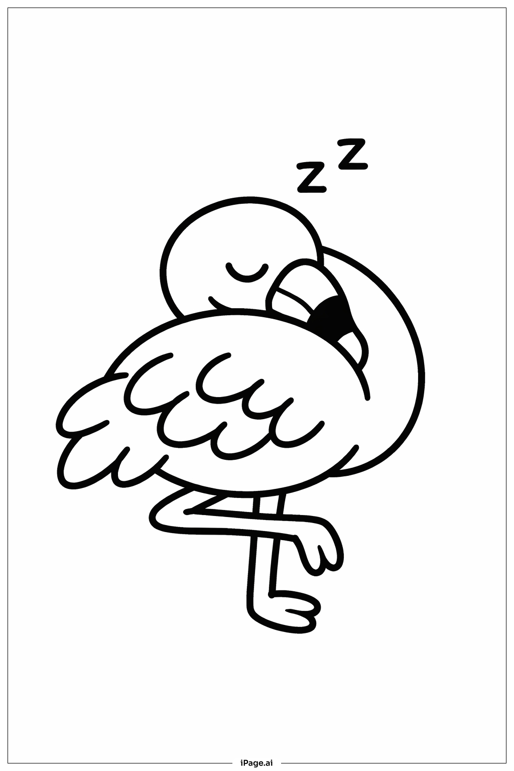 Pose de Flamant Rose endormi