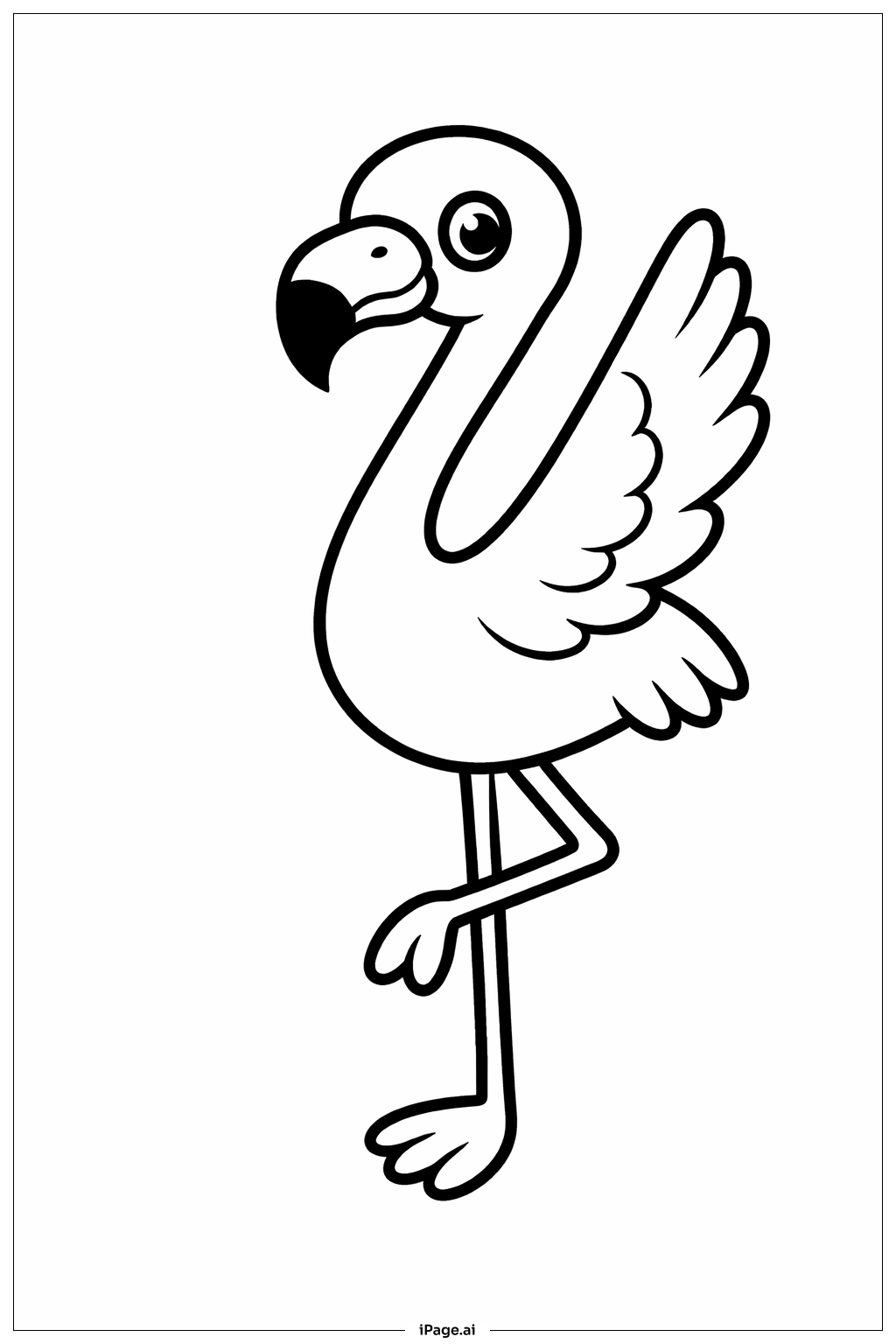  フラミンゴの手を振る羽の塗り絵ページ 