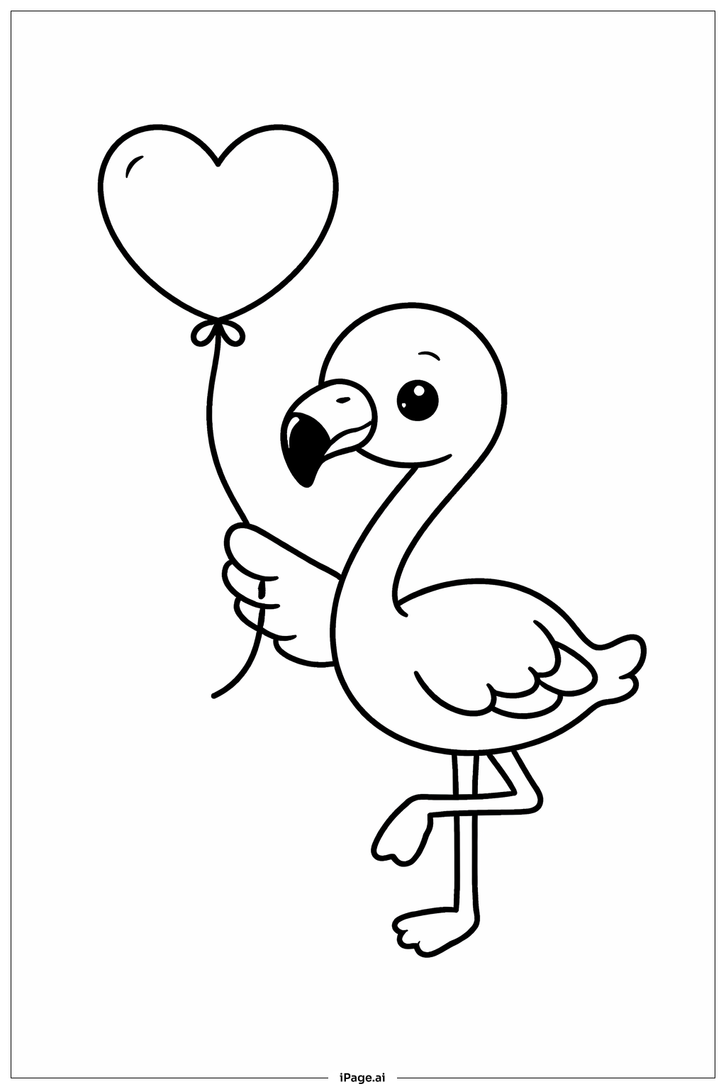 ハートの風船を持つフラミンゴ