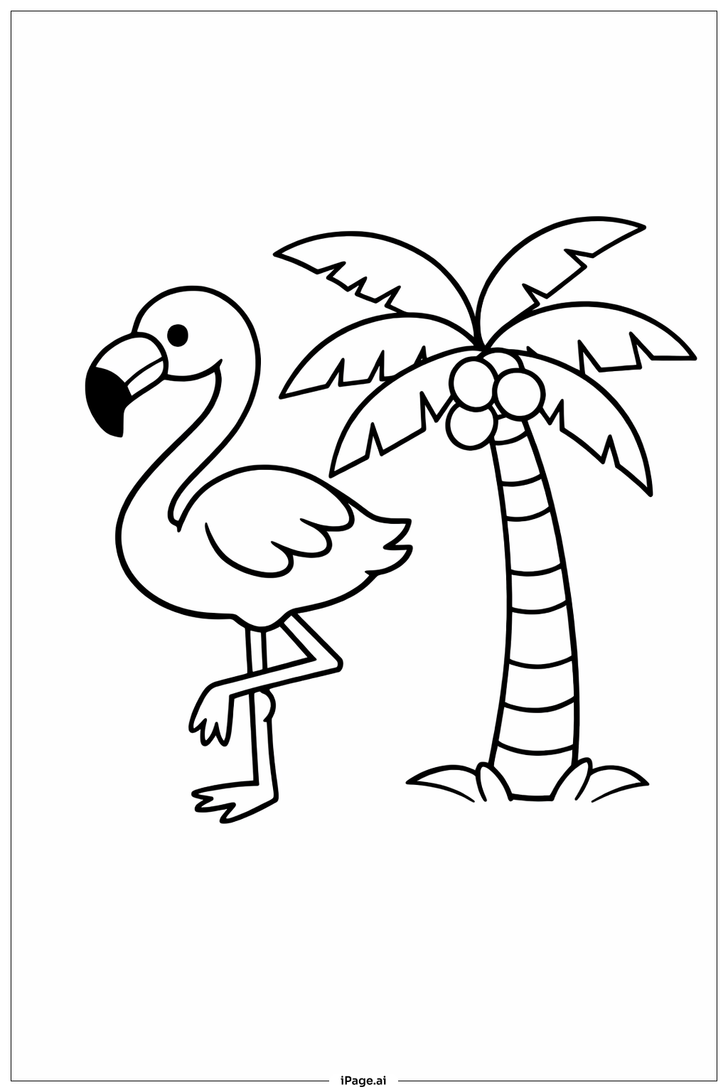  火烈鸟与棕榈树填色页 