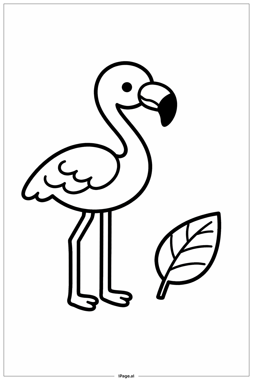 シンプルな葉とフラミンゴ