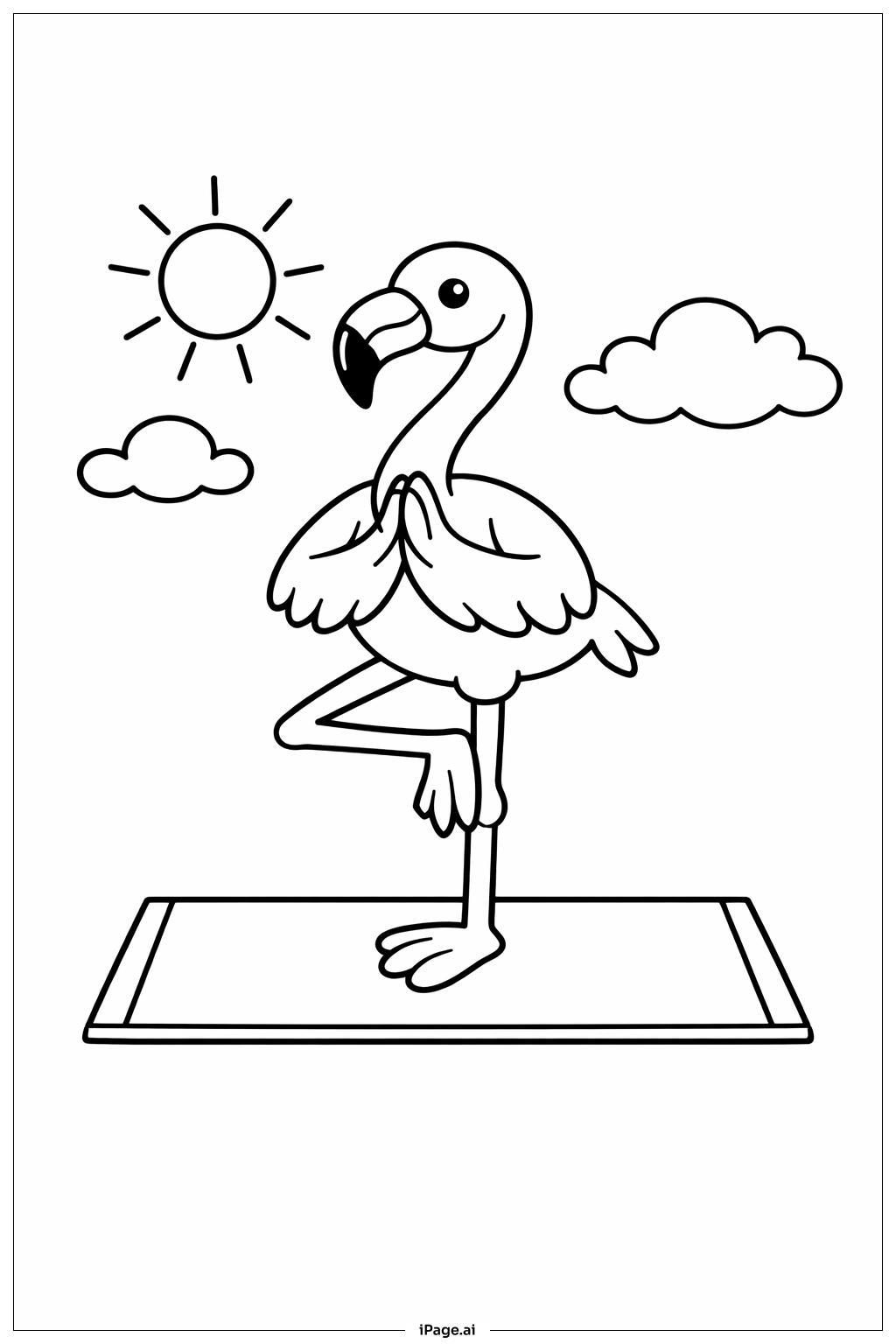 Página para colorear de Postura de Yoga Flamenco al Aire Libre