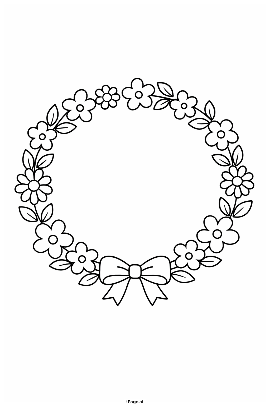 Floral Wreath Flowers Coloring Page