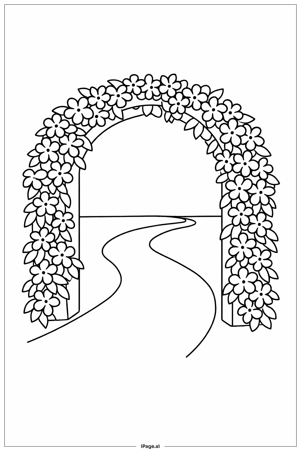 Flower Archway Path Coloring Page