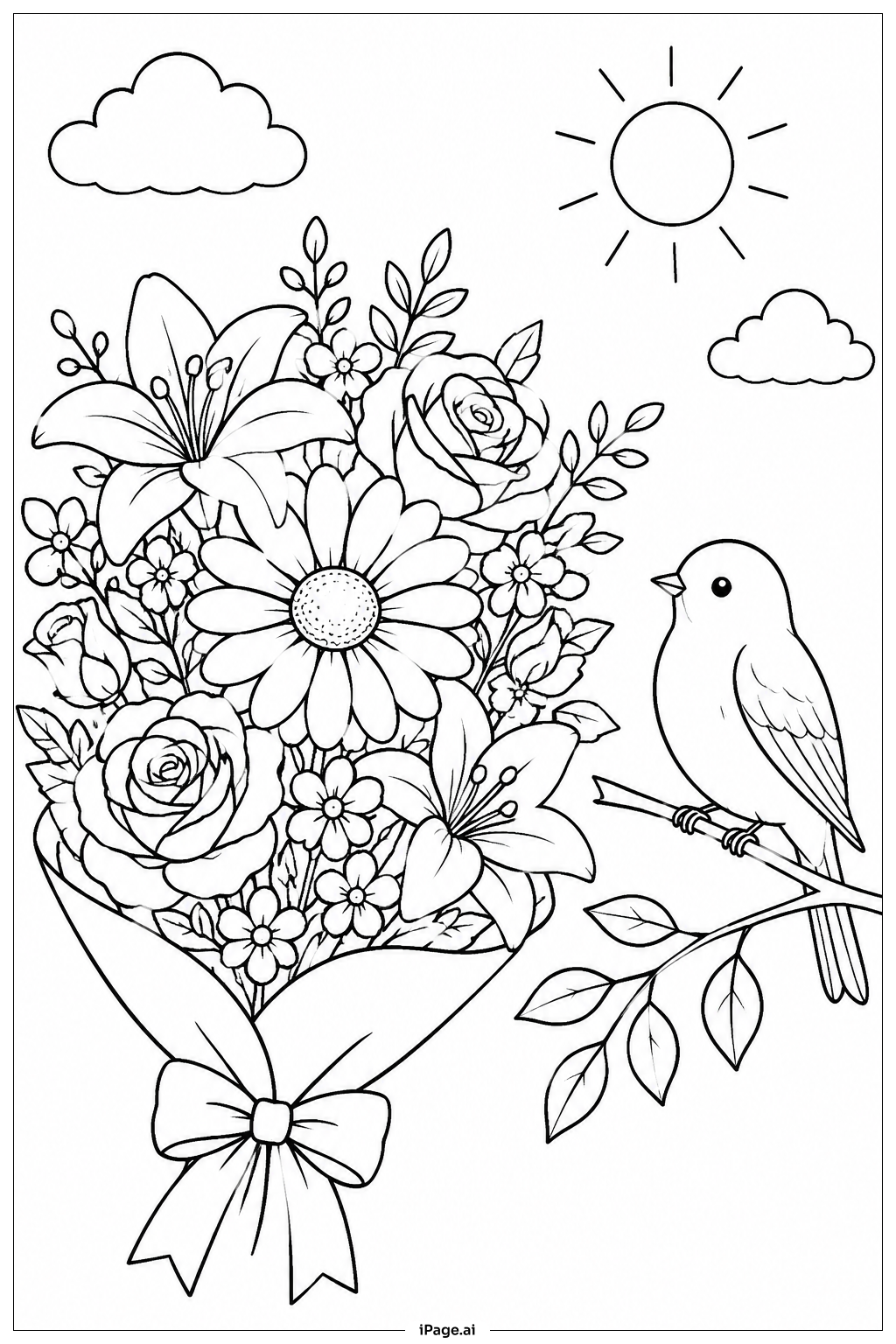 Flower Bouquet And Bird