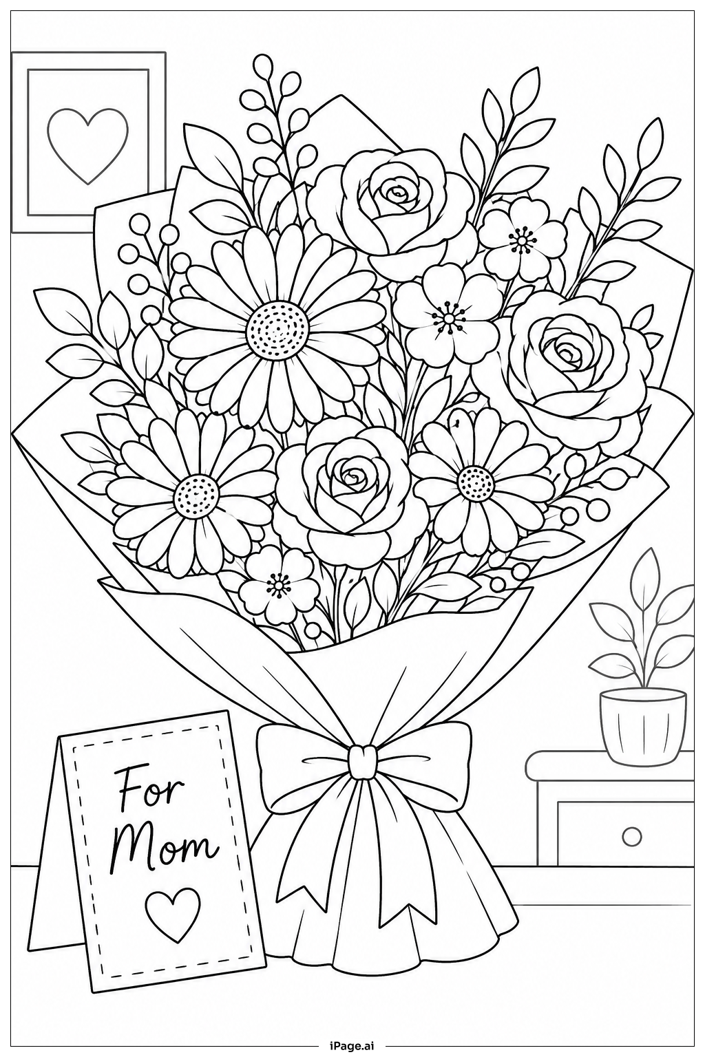  Flower Bouquet For Mom Coloring Page 