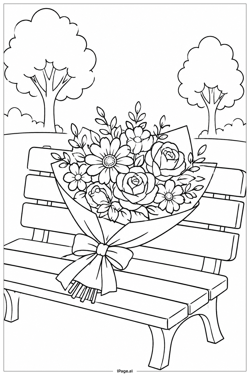 Flower Bouquet On Bench