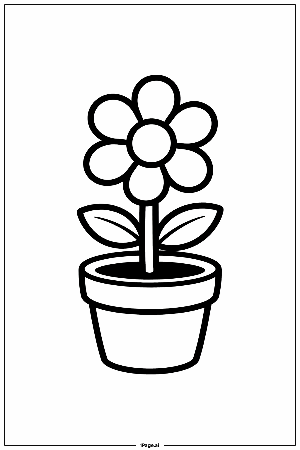 Flower Pot Flower Coloring Page