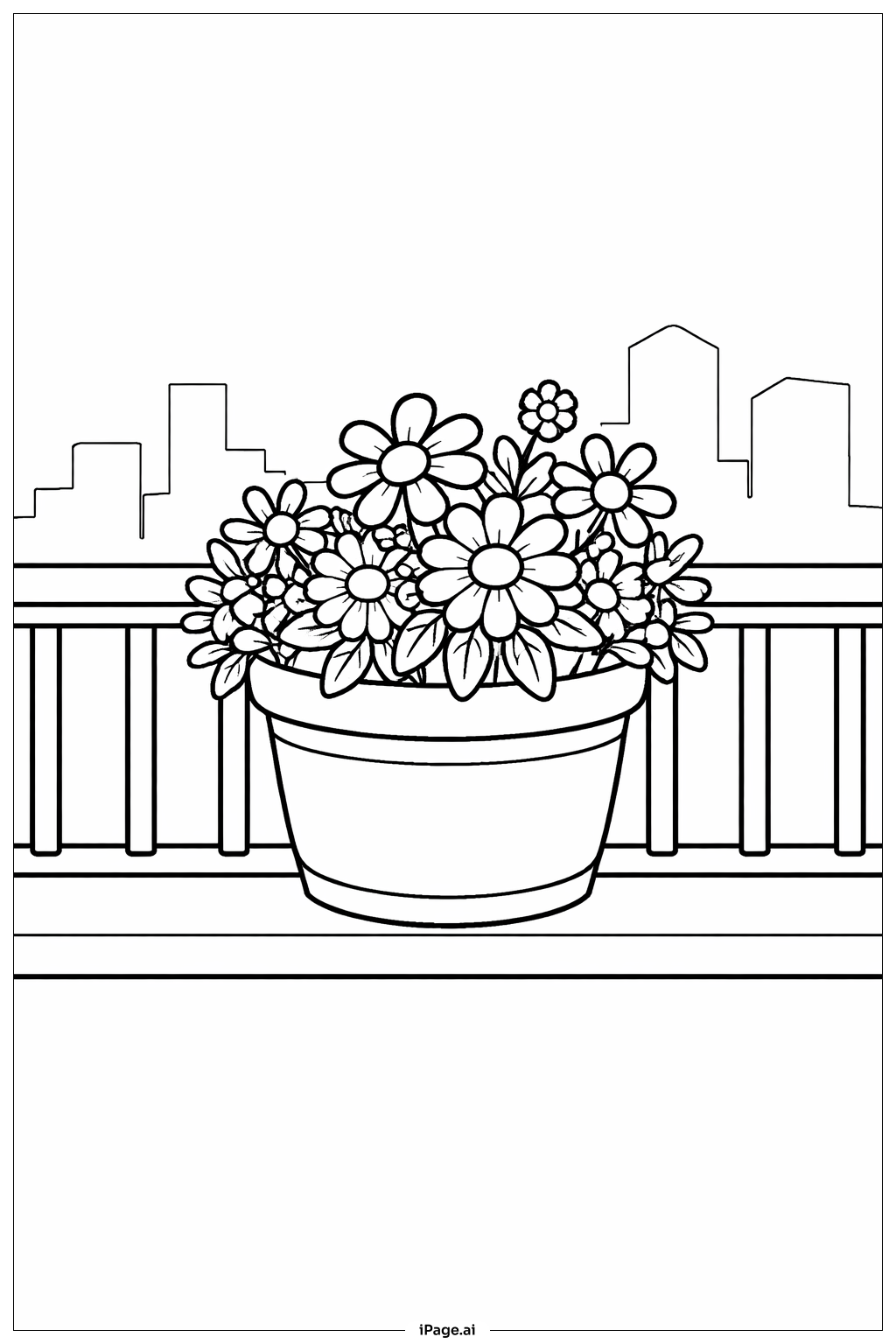 Flower Pot on Balcony Coloring Page
