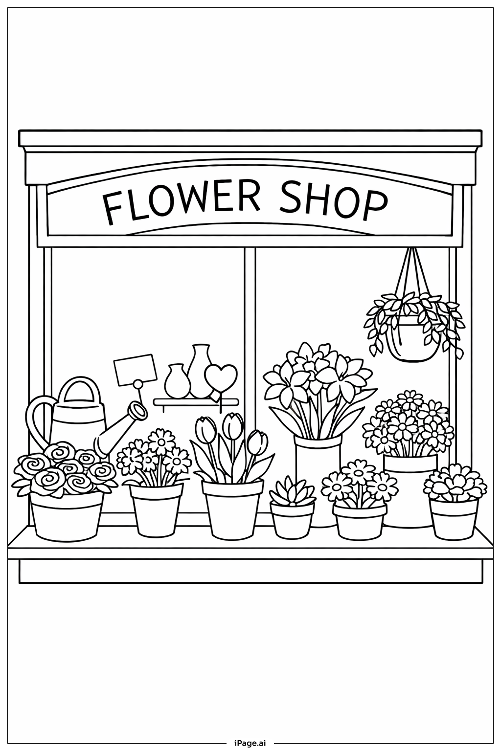 Flower Shop Window Coloring Page