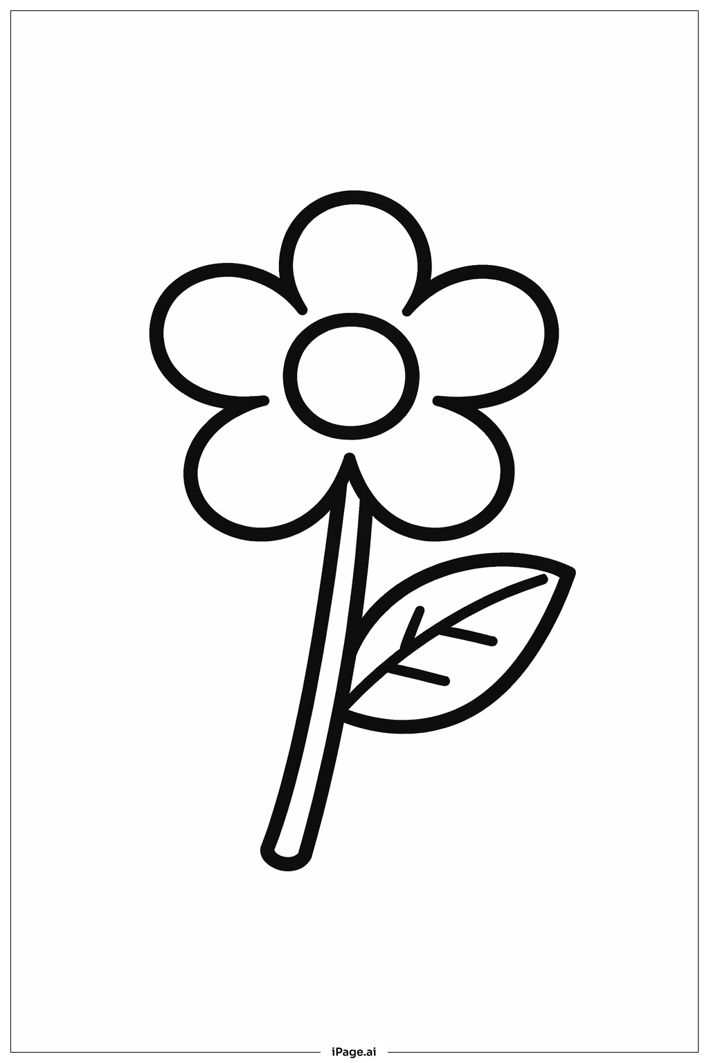 Flower with Leaf Coloring Page