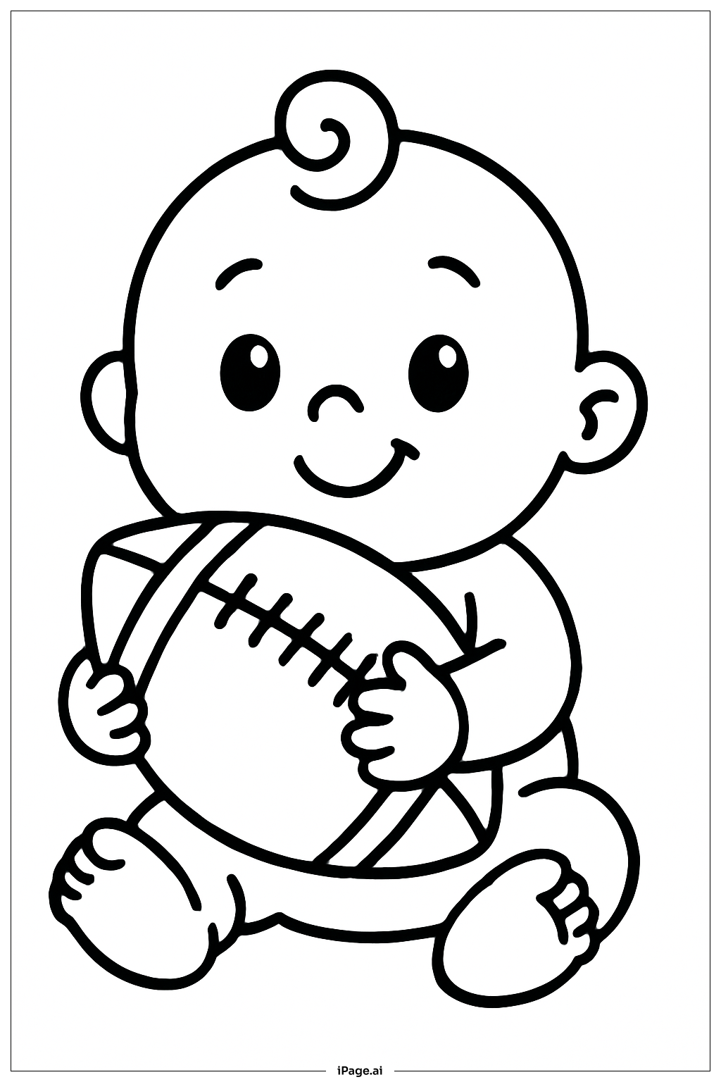  サッカーを持つ赤ちゃんの塗り絵ページ 