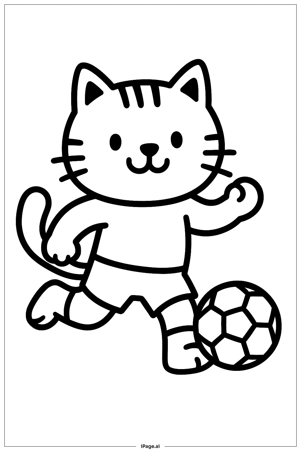  Football Cat With Ball Coloring Page 