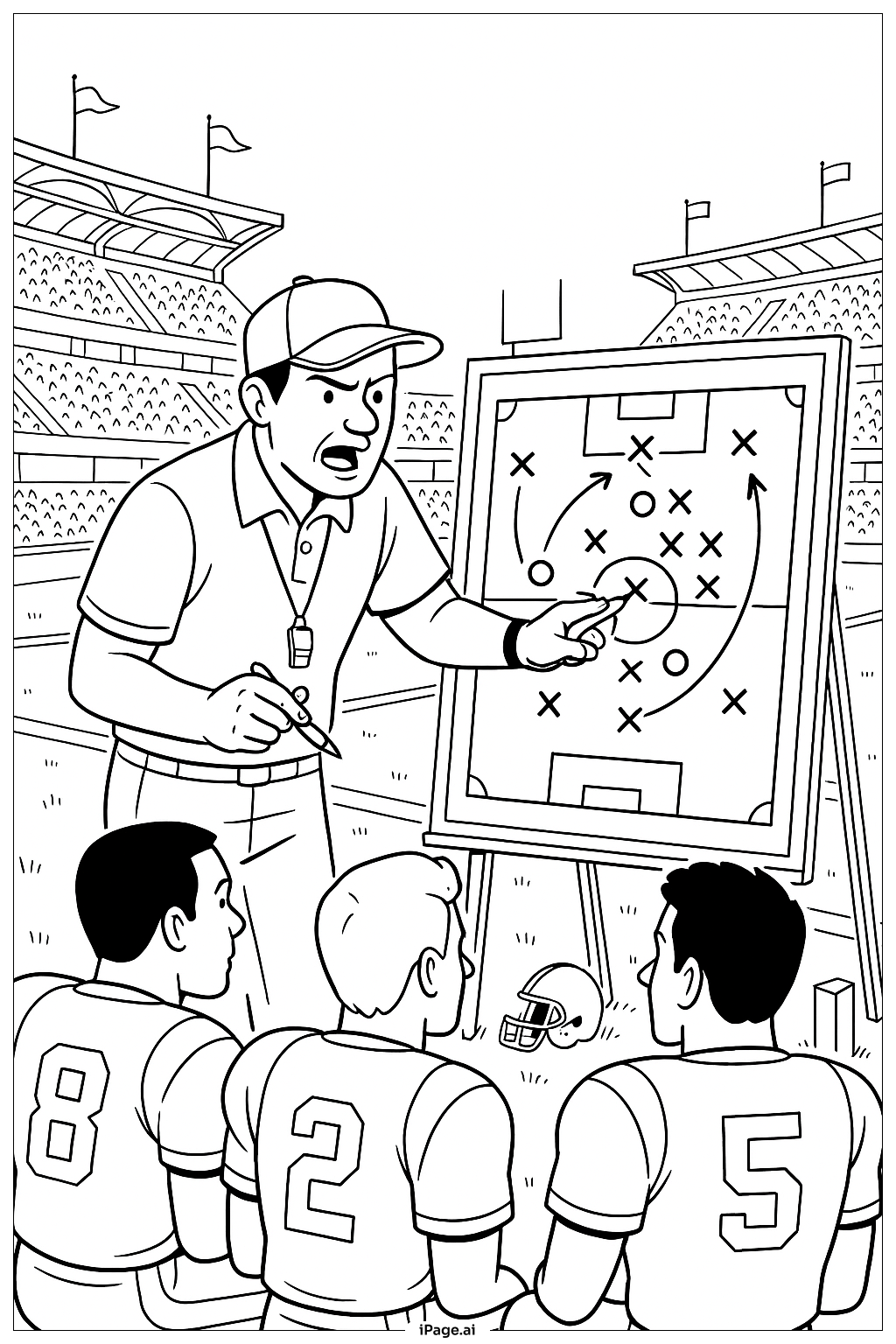  足球教練動畫戰術著色頁 
