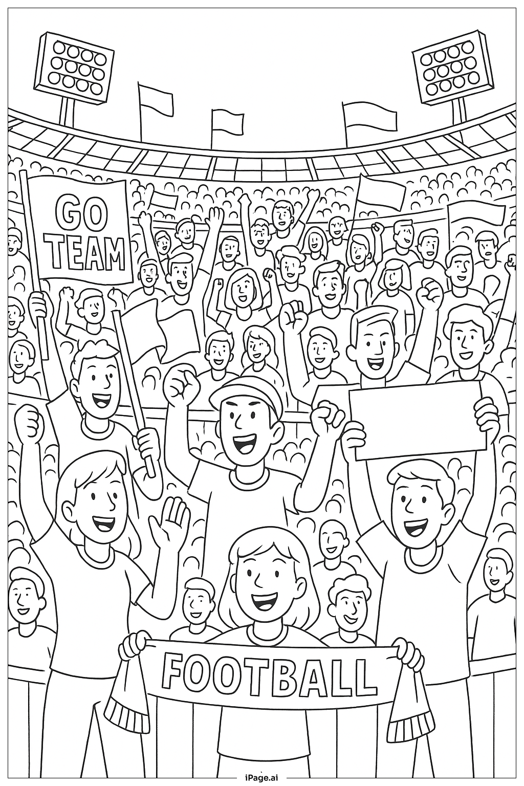  Football Crowd Cheering Scene Coloring Page 
